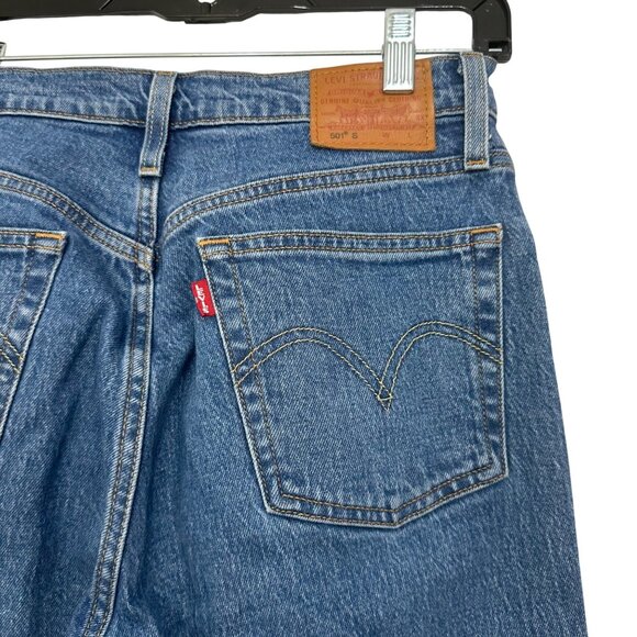 Levis 501 Skinny Fit Jeans Womens Blue Denim Button Fly SZ 28W 27L Classic Style - Picture 8 of 16